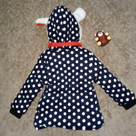 Polka dot 12mos fleece lined hood jacket - Picture 4 of 4